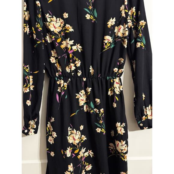 Akira Chicago Black Label Sz S Faux Wrap Floral Mini Dress Wedding Office Prep - Picture 6 of 11